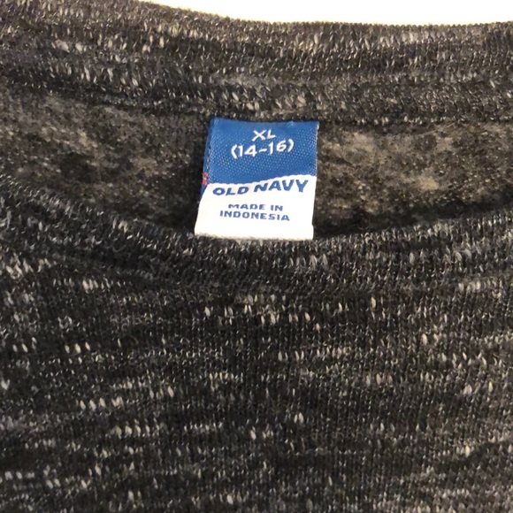 Old Navy Crop Top Girlsβ XL 14/16 Black Gray Speckled Long Sleeve Ruffled NWT - Picture 3 of 9